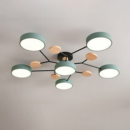 Modern Nordic Round Molecule Branch Design LED Semi-Flush Mount Ceiling Light