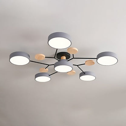 Modern Nordic Round Molecule Branch Design LED Semi-Flush Mount Ceiling Light