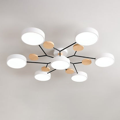 Modern Nordic Round Molecule Branch Design LED Semi-Flush Mount Ceiling Light