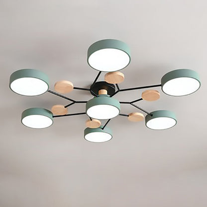 Modern Nordic Round Molecule Branch Design LED Semi-Flush Mount Ceiling Light
