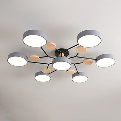 Modern Nordic Round Molecule Branch Design LED Semi-Flush Mount Ceiling Light