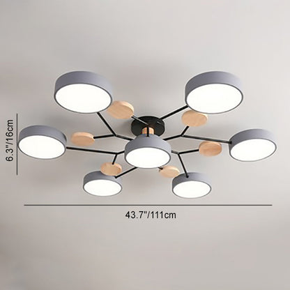 Modern Nordic Round Molecule Branch Design LED Semi-Flush Mount Ceiling Light