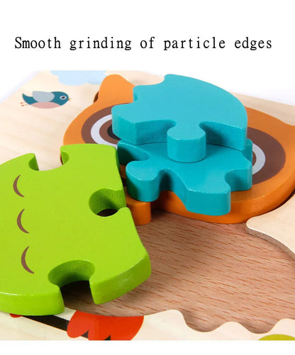 3D Træ Tegneserie Dyr & Trafik Puslespil – Tidligt Læringsuddannelseslegetøj