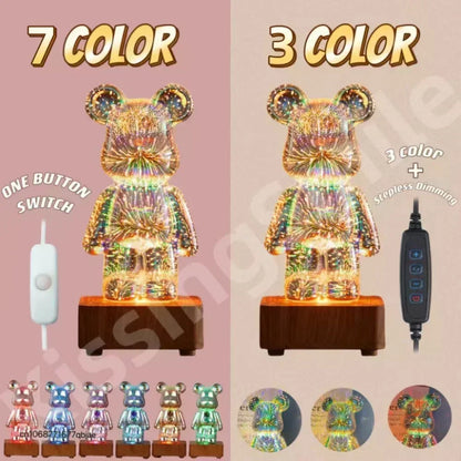 3D Fireworks Bear LED Night Light – Colorful Ambient Lamp