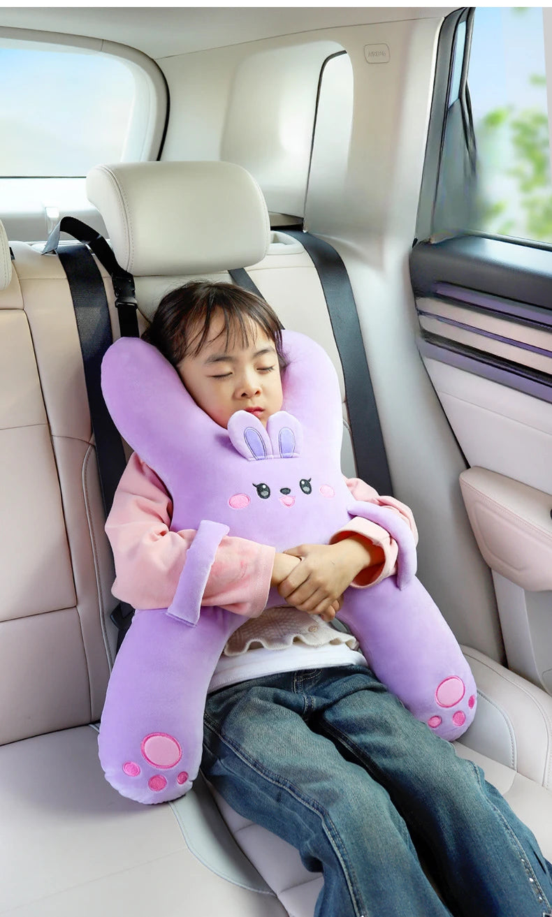 Kids Car Neck Pillow with Seat Belt Safety Sleep Aid Prevent Leaning Head Back