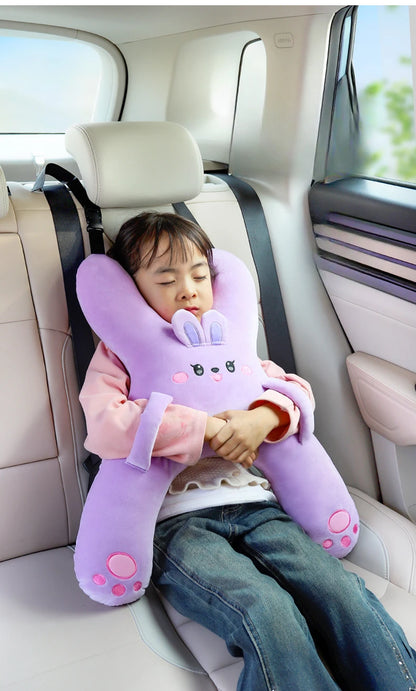 Børnebil nakkepude med sikkerhedssele søvnhjælp mod at læne hovedet tilbage
