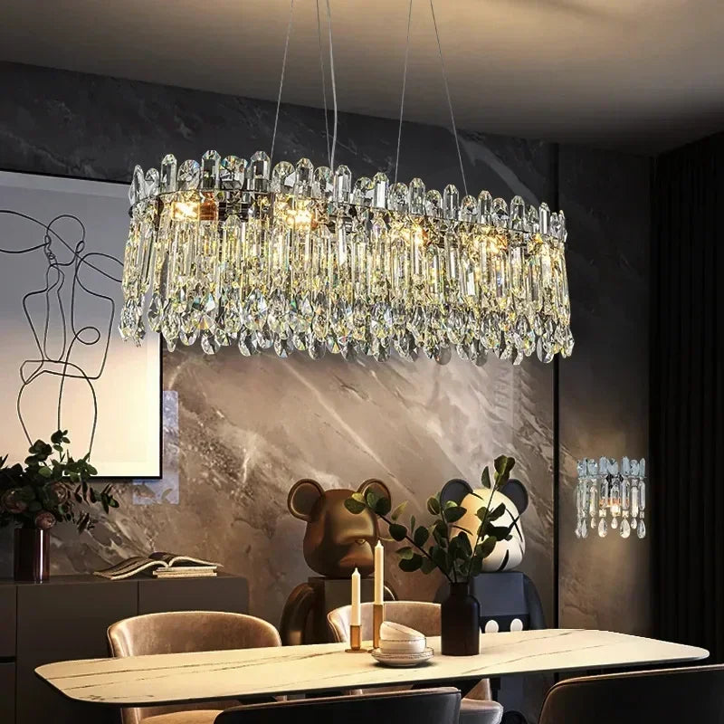 Elegant Luxury Crystal Pendant Light Modern Decorative LED Ceiling Chandeliers Home Restaurant Villa Hotel Decor Hanging Light