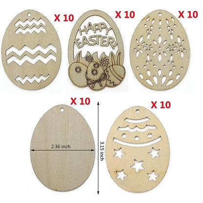 10Pcs DIY Easter Egg Wood Slices