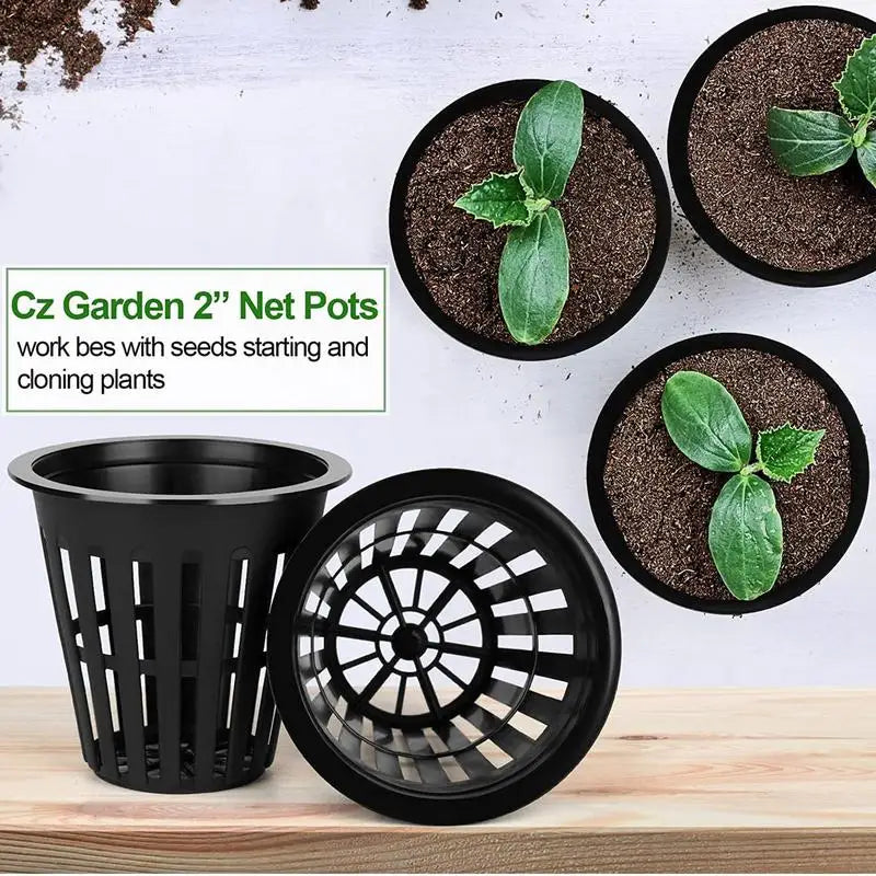 50/100pcs 2-Inch Hydroponic Net Pots – Wide Lip Slotted Mesh Baskets