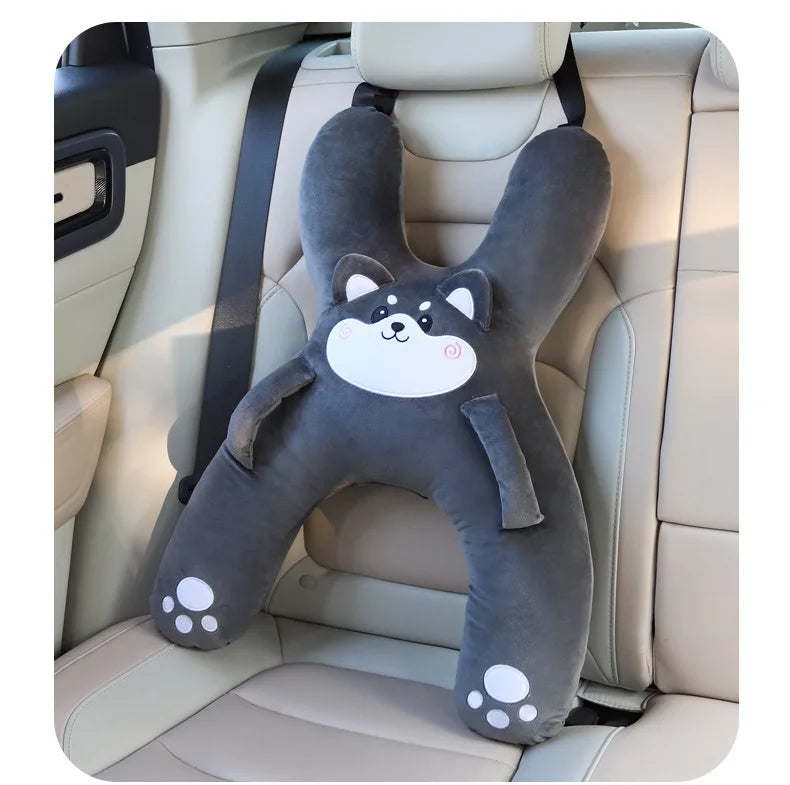 Kids Car Neck Pillow with Seat Belt Safety Sleep Aid Prevent Leaning Head Back