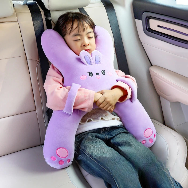 Kids Car Neck Pillow with Seat Belt Safety Sleep Aid Prevent Leaning Head Back