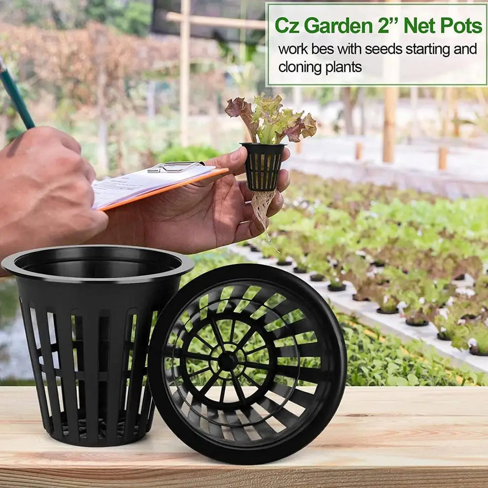 50/100pcs 2-Inch Hydroponic Net Pots – Wide Lip Slotted Mesh Baskets