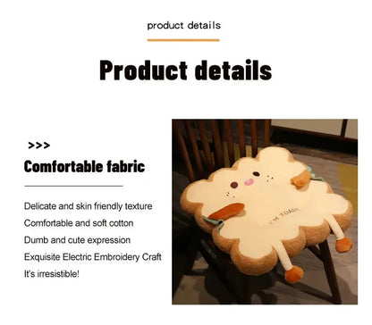 Simulation Bread Toast Cushion Stuffed Memory Foam Pillow Sofa Chair