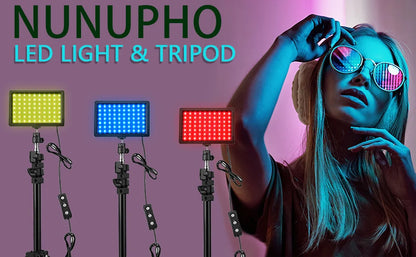 LED videolys kamera fotoudstyr – med stativ og RGB-filtre