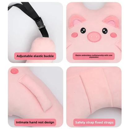 Børnebil nakkepude med sikkerhedssele søvnhjælp mod at læne hovedet tilbage