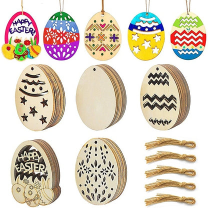 10Pcs DIY Easter Egg Wood Slices