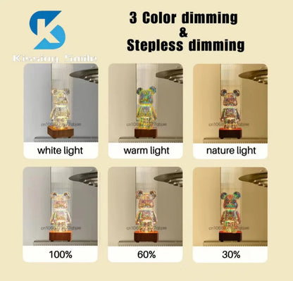 3D Fireworks Bear LED Night Light – Colorful Ambient Lamp