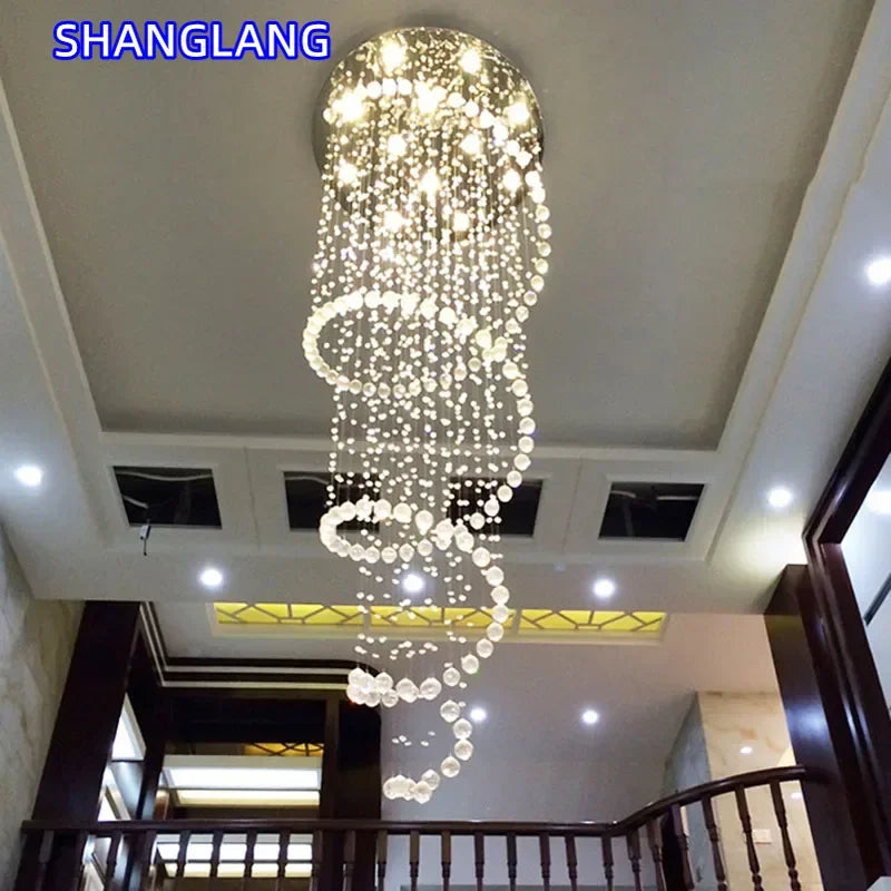 Spiral Crystal LED Ceiling Chandelier Light For Bedroom Living Room Suspension Lustre Corridor Staircase Hanging Lamp Fixture