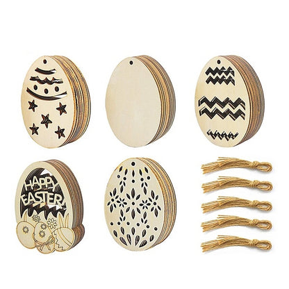 10Pcs DIY Easter Egg Wood Slices