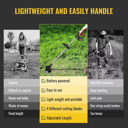 Cordless Electric Brush Cutter Grass Trimmer Lawn Mower
