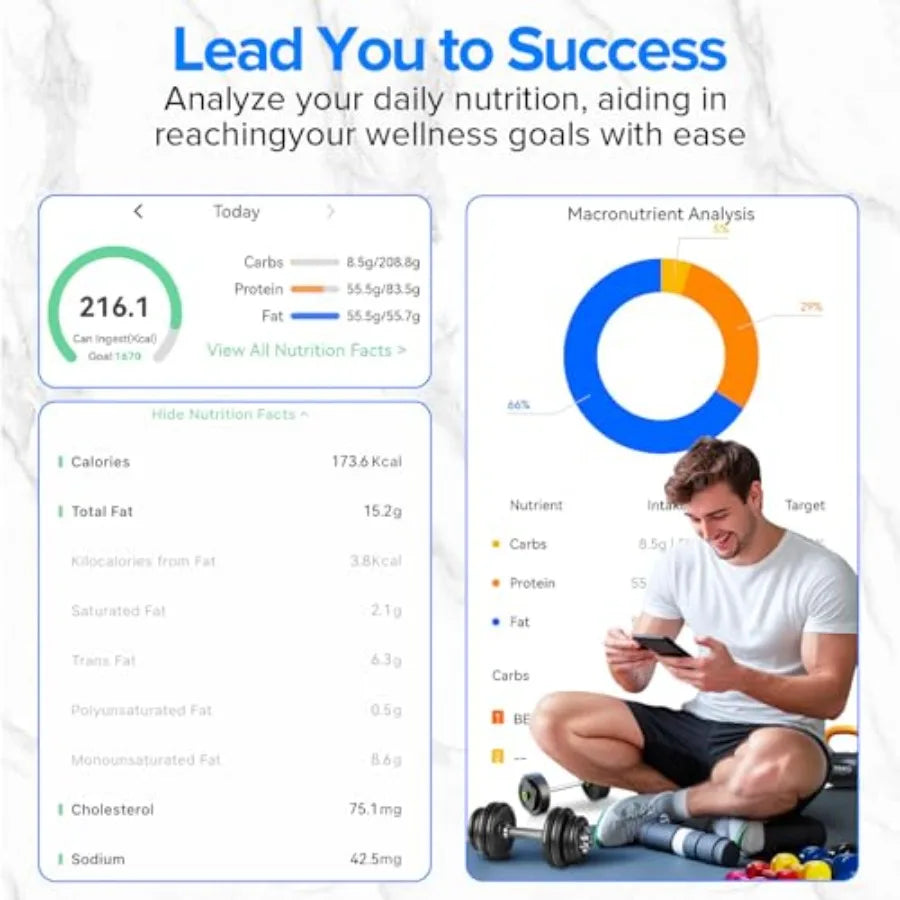 Hudson & Jurgen – Smart Food Kitchen Scale with Nutritional Calculator Free App for Weight Loss | Nutritional Calculator, Macro Tracking