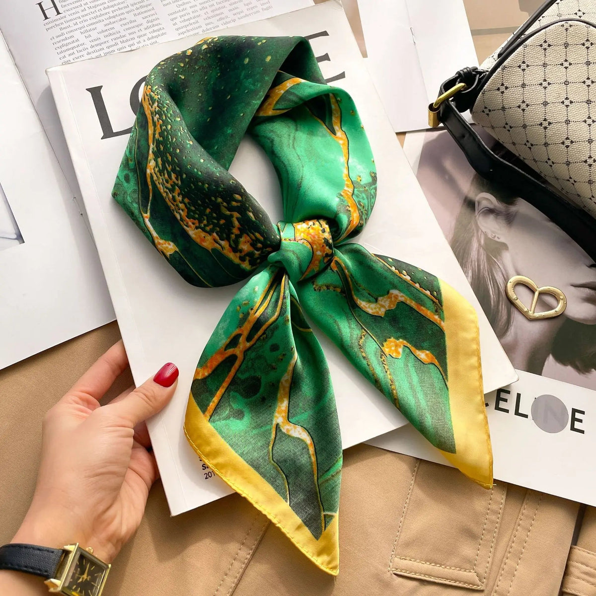 Hudson & Jurgen – Silk Charm Scarf | Plaid Pattern, Versatile Accessory