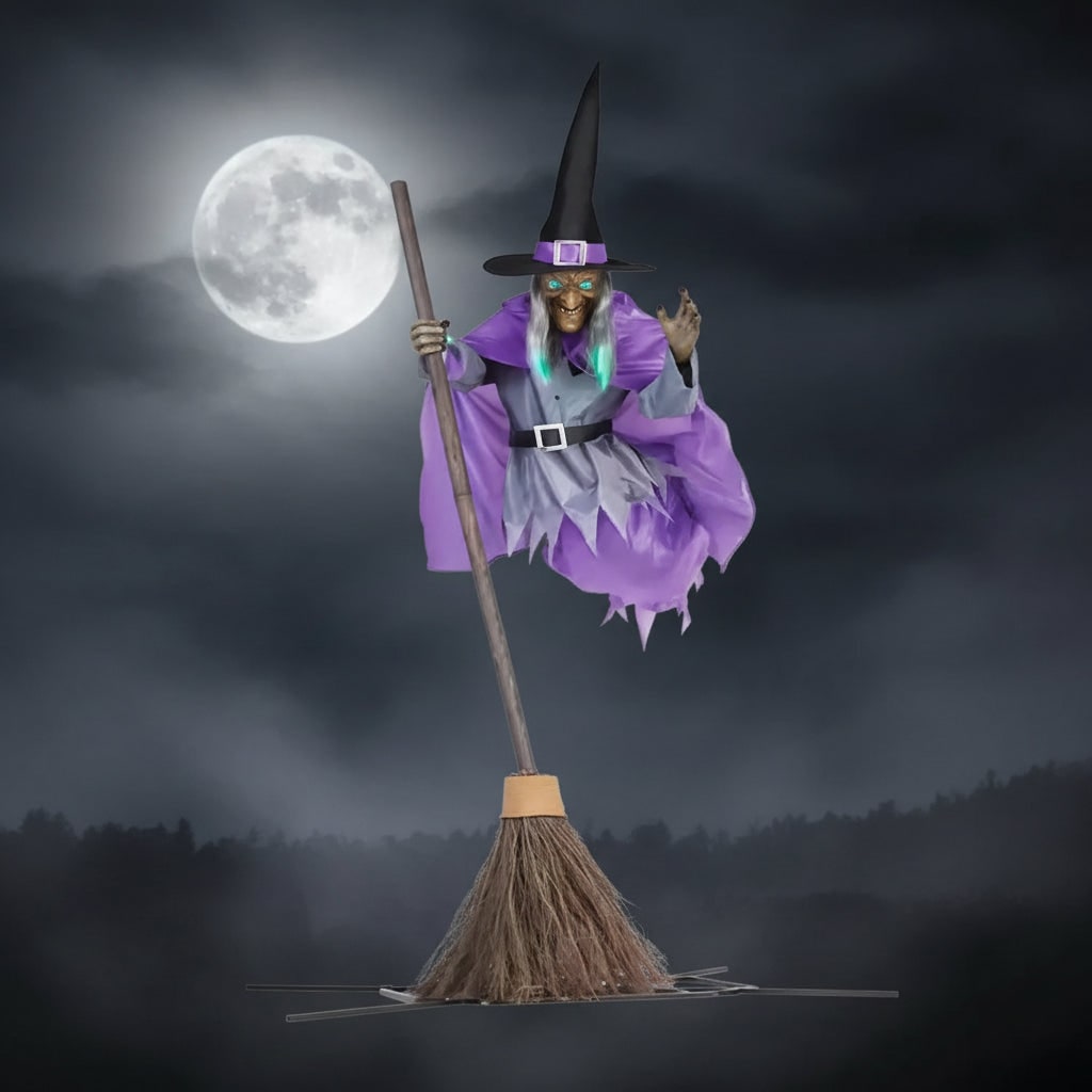 Hudson & Jurgen – Spooky Decor | Hanging Witch Yard Decoration for Halloween with Large Flying Design | Perfect for Outdoor Displays