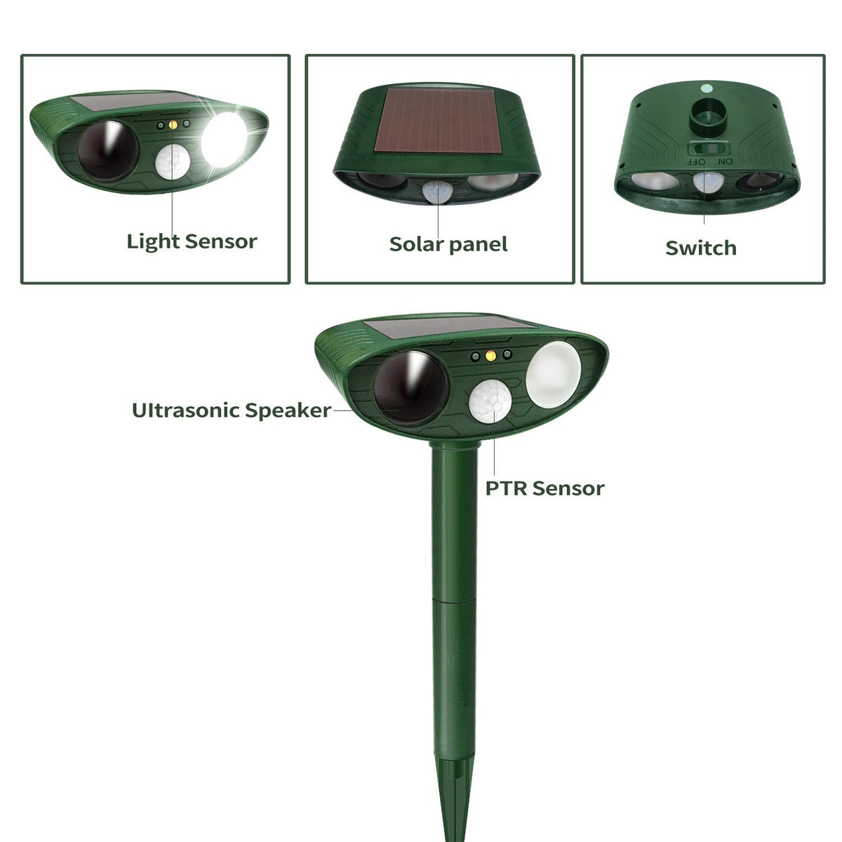 Hud & Jur | Ultrasonic Deer Repellent Solar Powered for Garden Protection