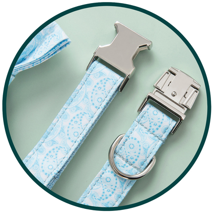 Light Blue Print Bow and Collar