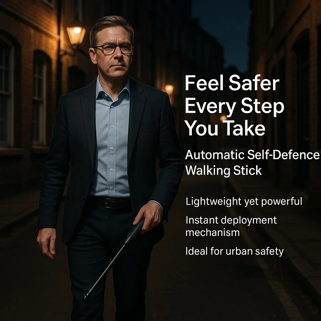 Hudson & Jurgen – Automatisk selvforsvarsstok med ergonomisk greb | Kompakt design for sikkerhed og stabilitet