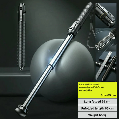 Hudson & Jurgen – Automatisk selvforsvarsstok med ergonomisk greb | Kompakt design for sikkerhed og stabilitet