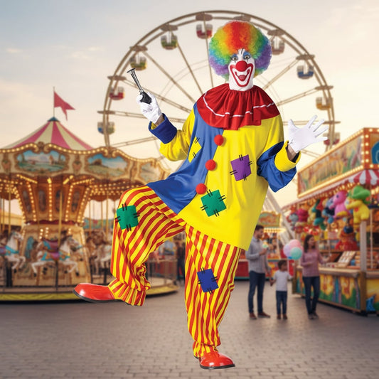 Ventayo – Farbenfrohes Clownkostüm für Erwachsene mit bequemer Passform | Lustiges Outfit für Halloween und Partys