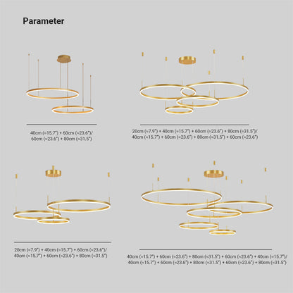 Modern Pendant Light Tir-Circle Black/Gold/Coffee Metal