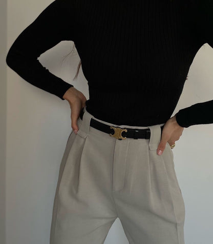 Hudson & Jurgen – Vintage-Inspired Vegan Leather Belt with Gold Logo | Stylish Accessory for Ethical Fashion