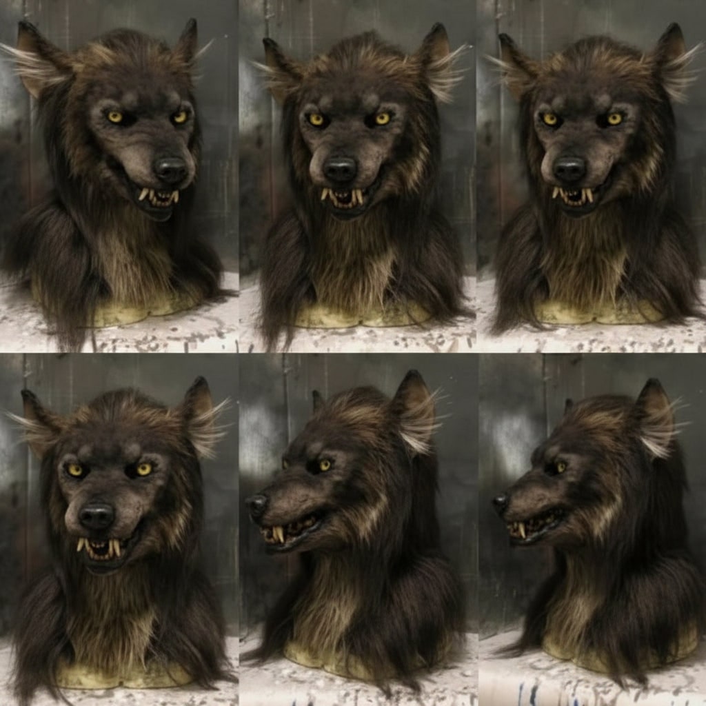 Hudson & Jurgen – Wolf Mask | Realistic Halloween Costume Accessory with Detailed Fur Texture | Full-Face Coverage for Spooky Transformations