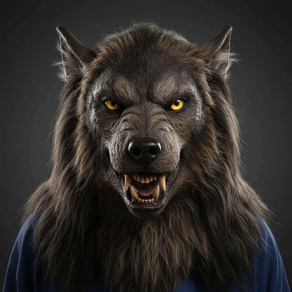 Hudson & Jurgen – Wolf Mask | Realistic Halloween Costume Accessory with Detailed Fur Texture | Full-Face Coverage for Spooky Transformations