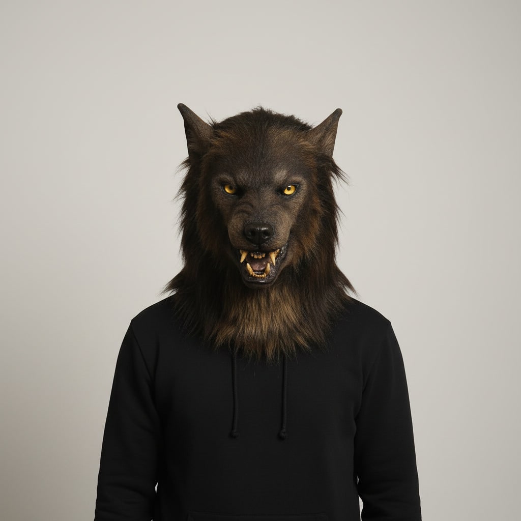 Hudson & Jurgen – Wolf Mask | Realistic Halloween Costume Accessory with Detailed Fur Texture | Full-Face Coverage for Spooky Transformations