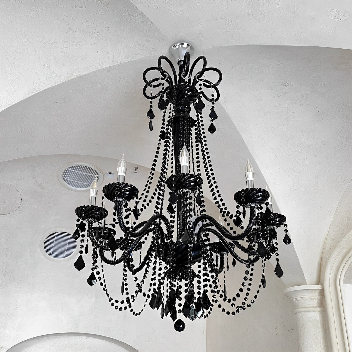 Black Palace Candle Branch Crystal Chandeliers Light