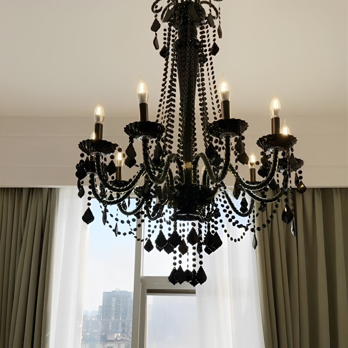 Black Palace Candle Branch Crystal Chandeliers Light