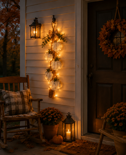 Ventayo – Rustic White Pumpkin Hanging Swag
