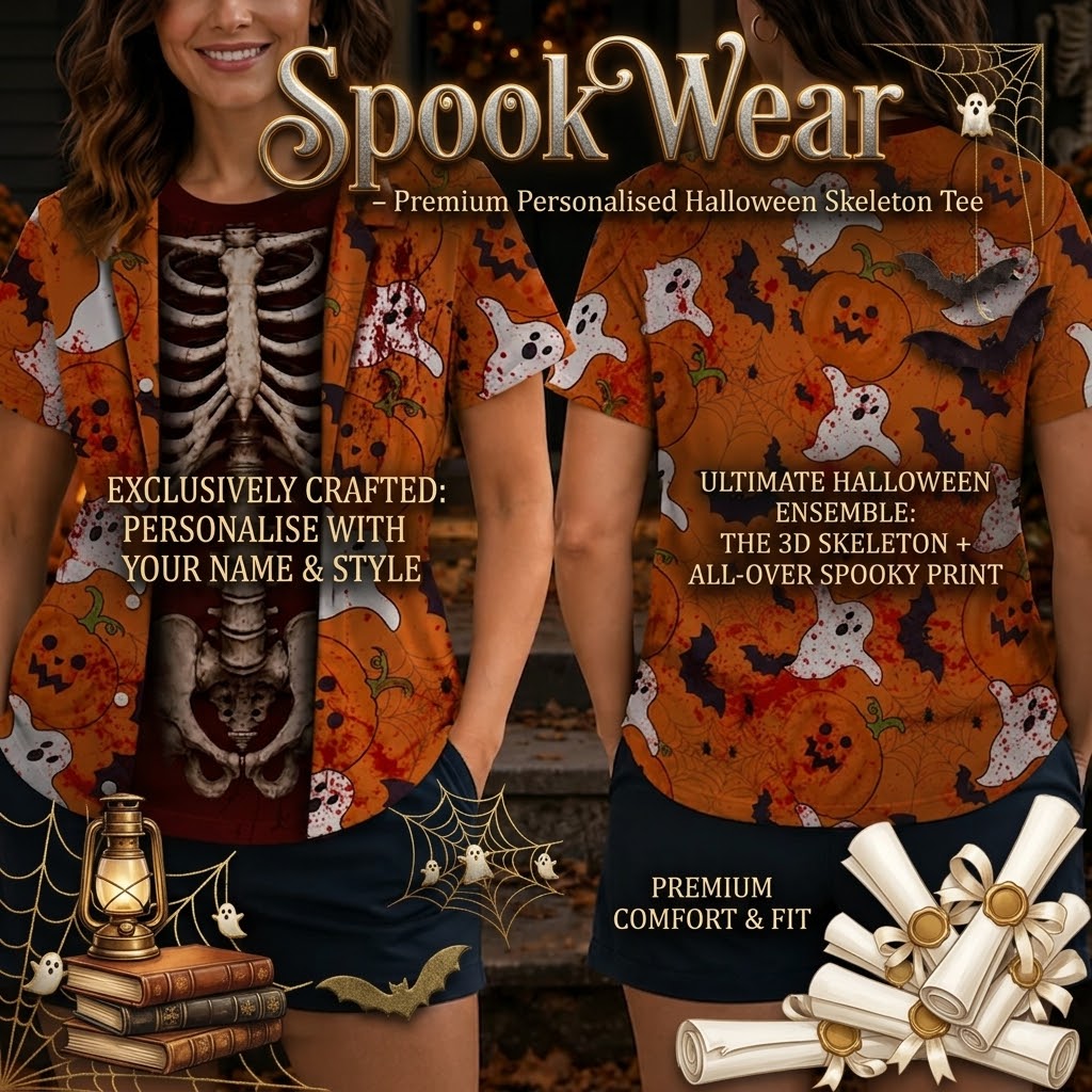 Ventayo – Eksklusiv personliggjort Halloween-skelet-T-shirt
