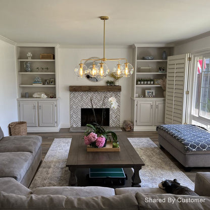 Modern 5-Light Hand Blown Glass Globe Chandelier