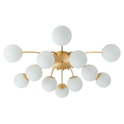 Contemporary 12-Light Opal Glass Globe Semi-Flush Mount