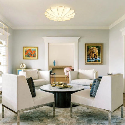 3-lys moderne loftlampe med silke lampeskærm