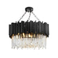 Circular Clear Crystal Metal Black Modern Chandelier Pendant Lamp