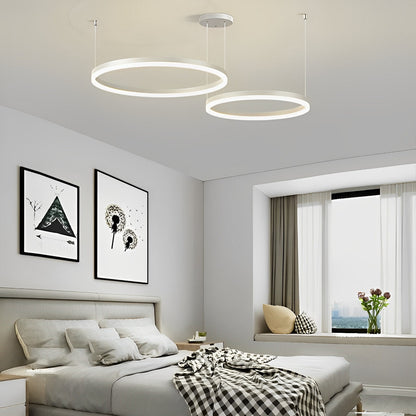 Circular Metal Rings Creative LED 3-Step Dimming White Modern Pendant Lights