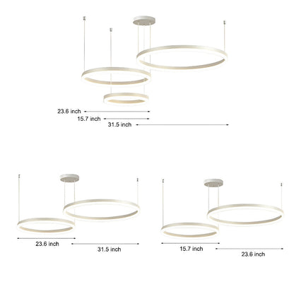 Circular Metal Rings Creative LED 3-Step Dimming White Modern Pendant Lights