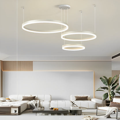 Circular Metal Rings Creative LED 3-Step Dimming White Modern Pendant Lights