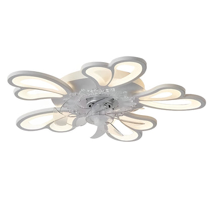 Creative Flower Shaped Three Step Dimming LED Ceiling Fan Lights Chandelier