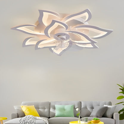 Creative Flower Shaped Three Step Dimming LED Ceiling Fan Lights Chandelier
